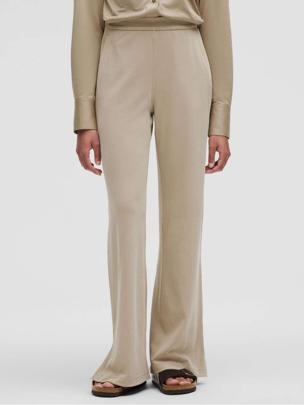 Lululemon Softstreme High-Rise Wide-Leg Pique Pant medium sheer oak tan